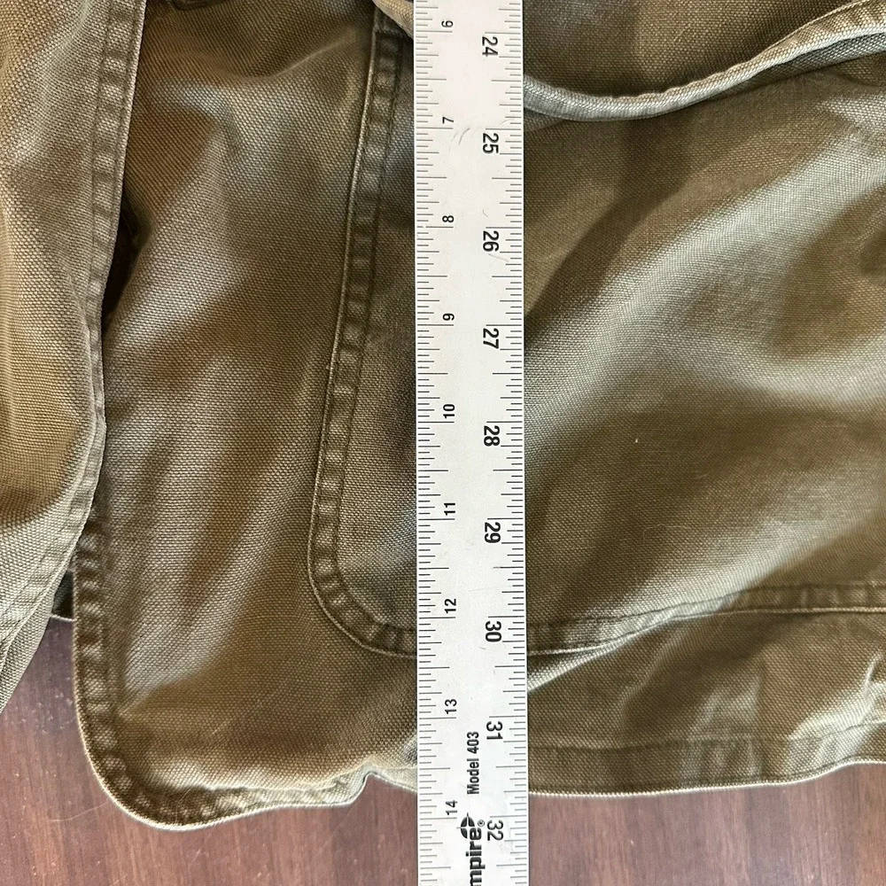 Banana Republic‎ VTG Army Green Leather Collar Distressed Jacket Mens M Read